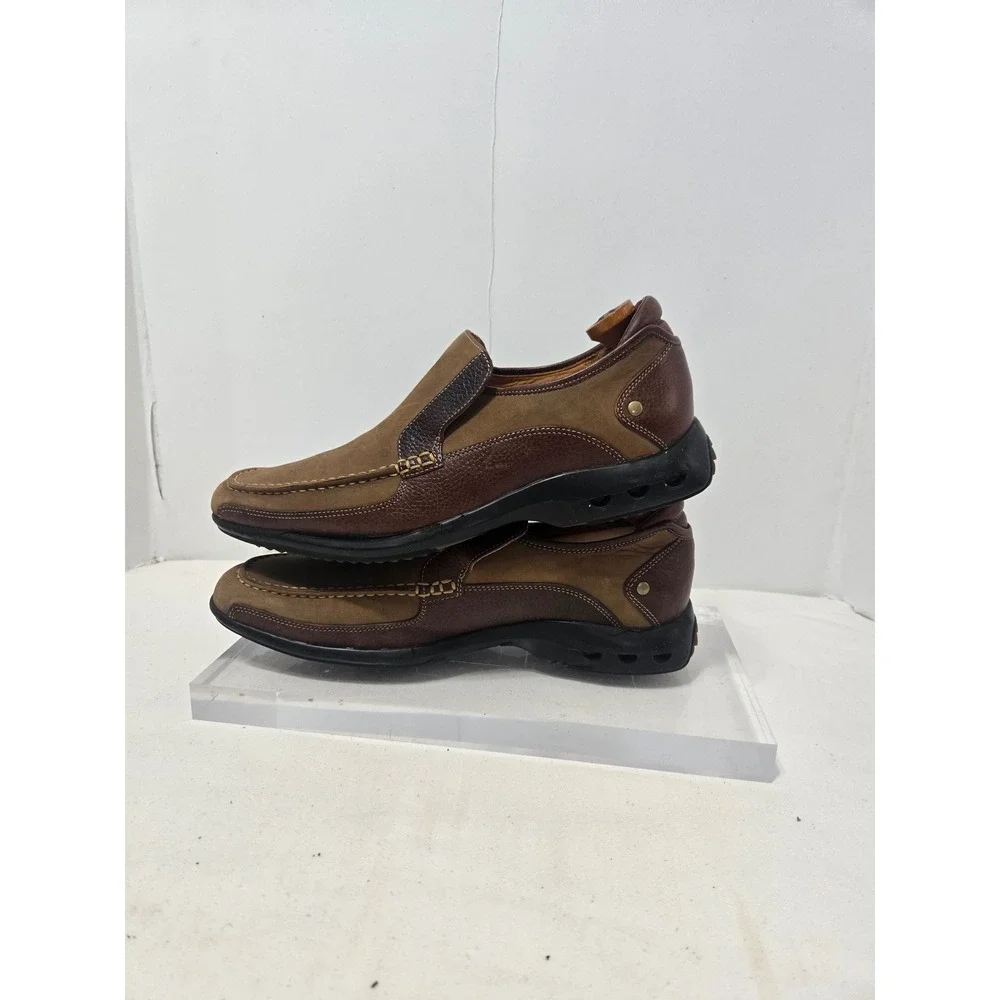 Cole Haan Mens Brown Leather Nubuck Slip On Loafers Moc Toe Shoes C05391